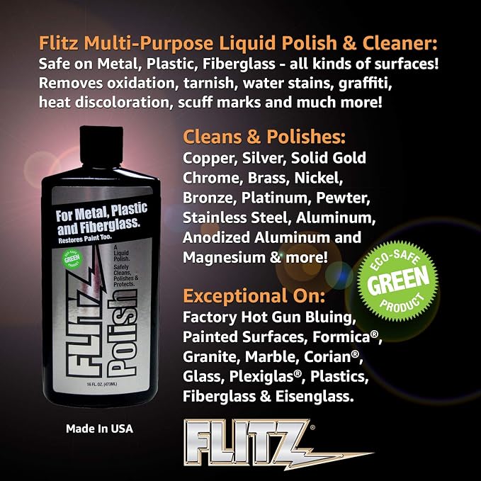 Flitz Multi Purpose Metal Polish Liquid - 16oz Bottle of USA-Made Tarnish - Image 2