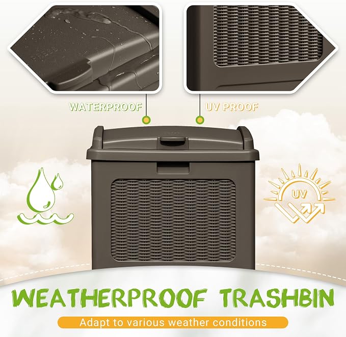 YESHOMY 33 Gallon Resin Outdoor Trash Can - Image 4