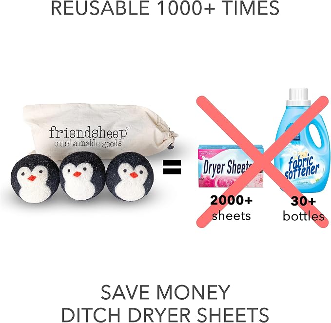 Friendsheep Wool Dryer Balls, Organic Reusable Fabric Softener Alternative - Image 3