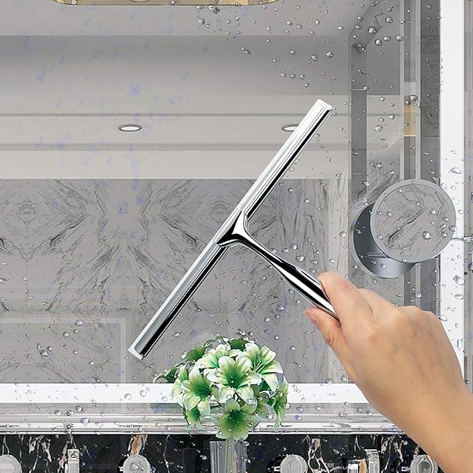 Ettori Shower Squeegee Clear Glass Wall Cleaner Stainless Steel - Image 3