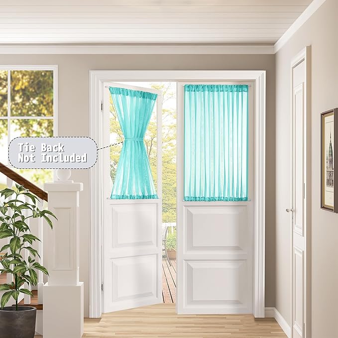 Tollpiz Short Sheer Door Curtains Closet Linen Textured Curtains Sheer Doorway - Image 2