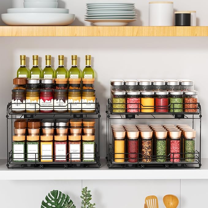 RCHYFEED Spice Rack Organizer for Cabinet, 2 Tier Slide out Spice Organization - Image 9
