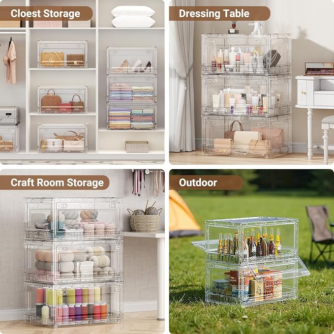 BROVIEW Clear Stackable Storage Bins Drawers, Open Front Large Plastic Storage - Image 7