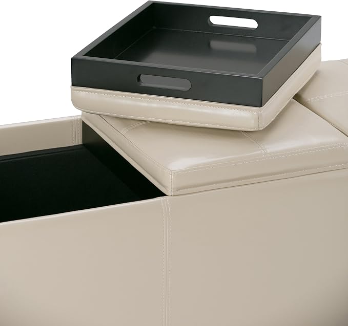 SIMPLIHOME Avalon 42 inch Wide Contemporary Rectangle Storage Ottoman in Satin - Image 6