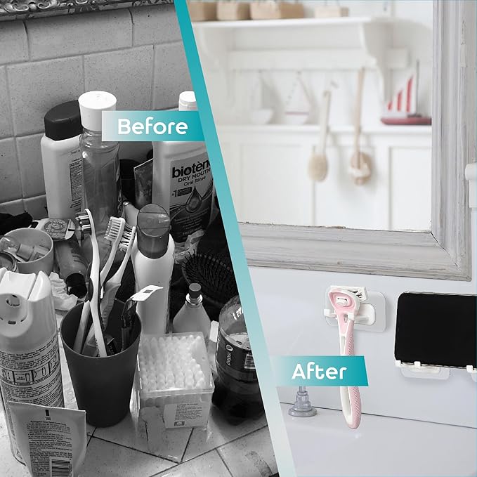 Hook LAB Self-Adhesive Shower Razor Holder, Removable & Reusable Waterproof - Image 4