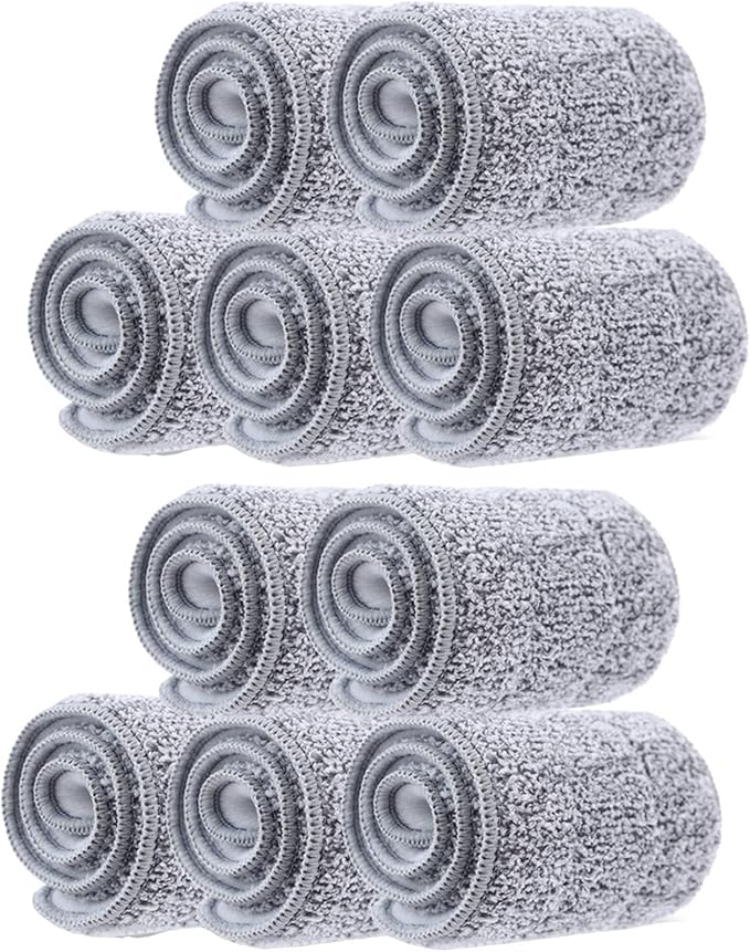 10 Pack 13 * 4.9" Generic Mop Pads Mop Head Refill Washable Wet/Dry Mops Flat by Rinakou