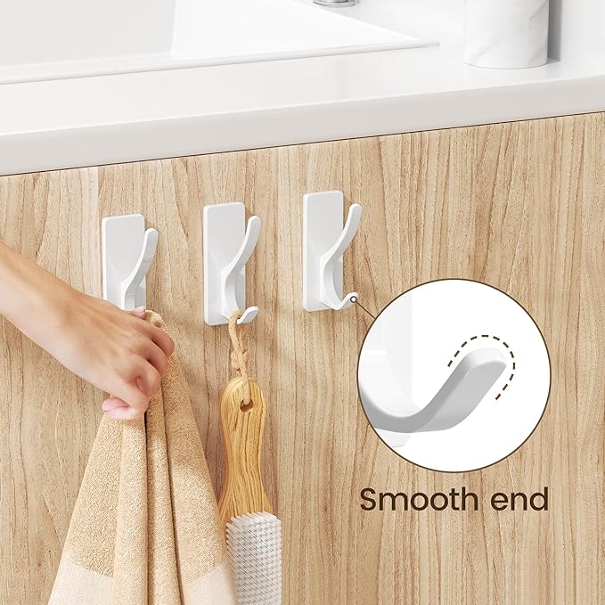 Self Adhesive Coat Hooks for Hanging, Heavy Duty Stainless Double Wall Hook for - Image 3