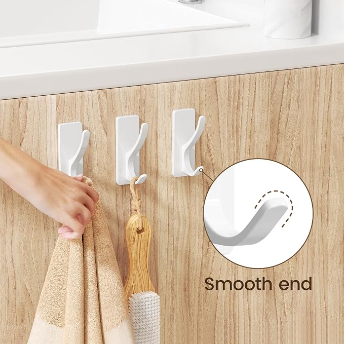 Self Adhesive Coat Hooks for Hanging, Heavy Duty Stainless Double Wall Hook for - Image 4