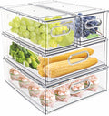 MineSign 4 pack Stackable Refrigerator Organizer Bins Pull-Out Drawers by MineSign