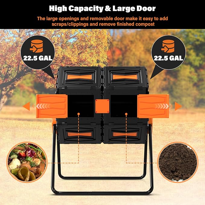 Compost Tumbler, Easy Assemble & Efficient Outdoor Compost Bin, 45 Gallon/170 - Image 3