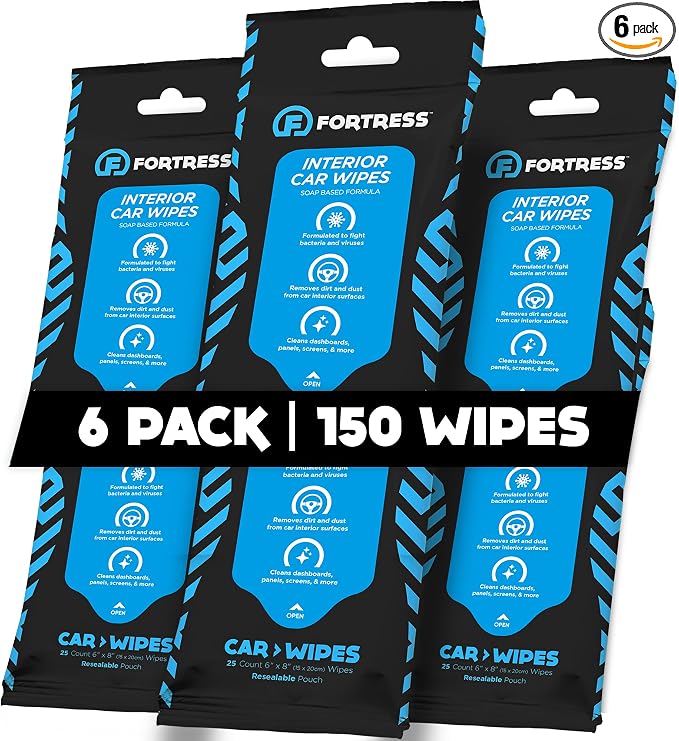 Fortress Car Interior Wipes for Car Interior Cleaning, and Steering Wheel by Fortress