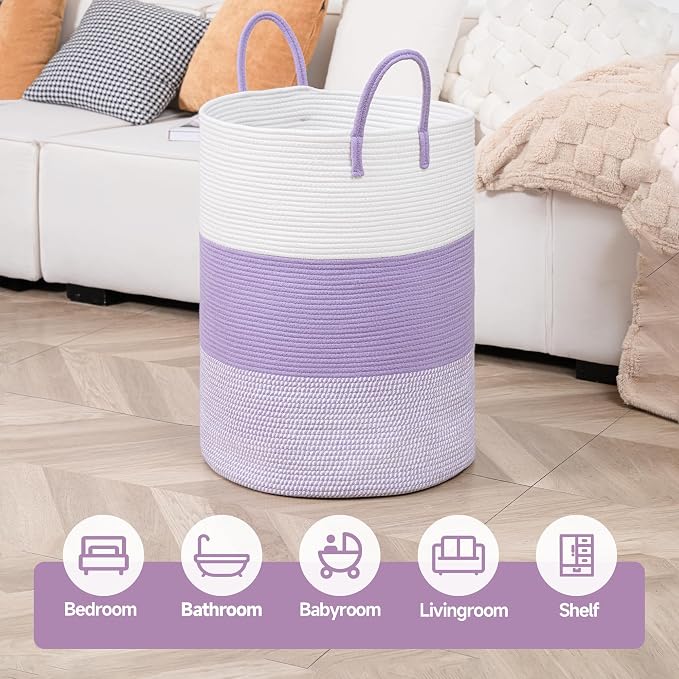 CLHMILY&Z 100L Laundry Basket Round Storage Rope Basket - Image 3