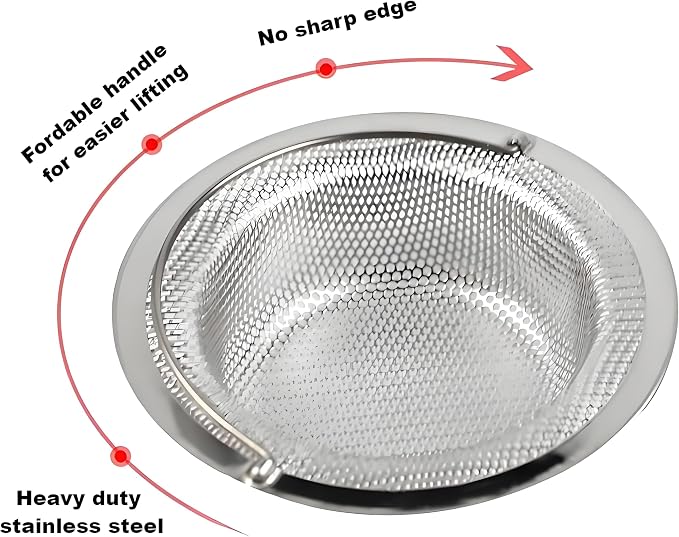 2 Pack Stainless Steel Sink Strainer Basket, Fine Mesh Drain Protector - Image 3