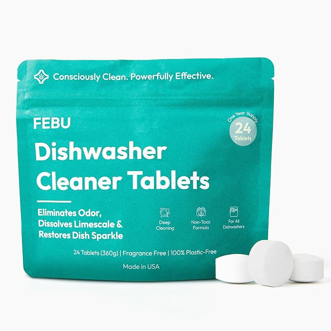 FEBU Dishwasher Cleaner Tablets Made in USA | Natural Dishwasher Cleaner and by FEBU