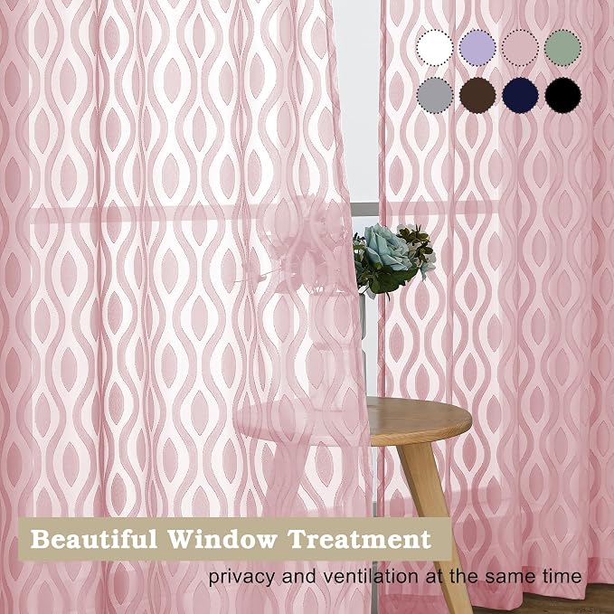 Aiyufeng Blush Pink Sheer Curtains 84 Inches Long 2 Panels Set, Soft Airy - Image 7