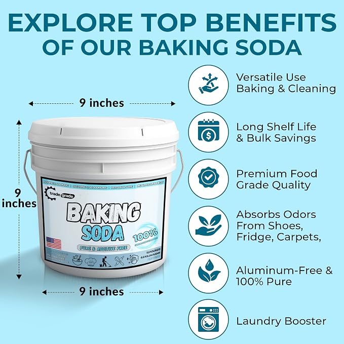 TradeGrade Pure Baking Soda Powder – 15 lb Bucket, Sodium Bicarbonate Powder | - Image 8
