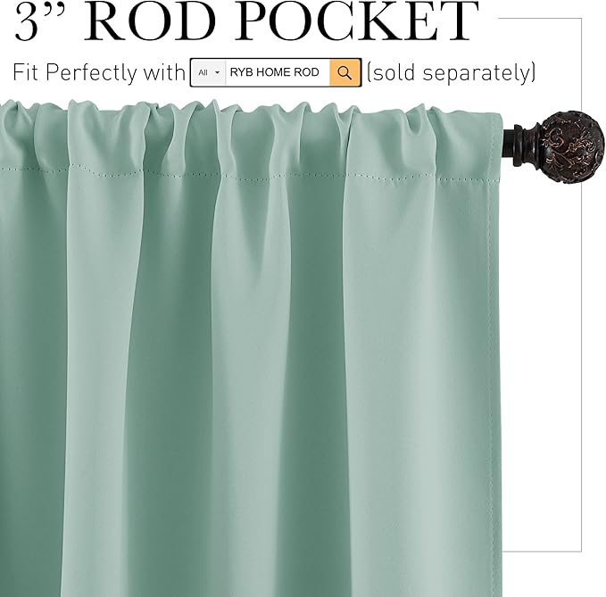 RYB HOME Bedroom Curtains Short - Image 2