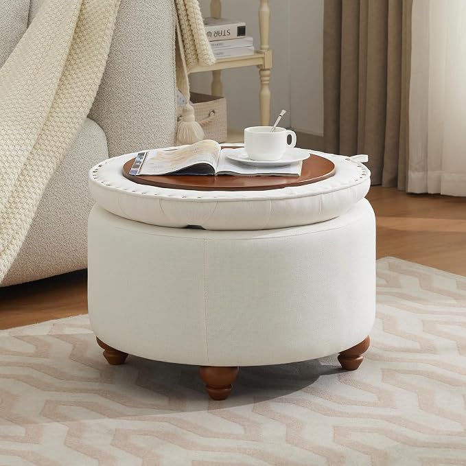 24Inch Round Storage Ottoman - Image 7