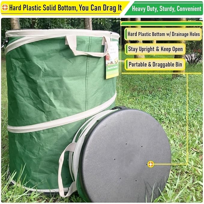 24-Gallon Collapsible Trash Can Hard-Shell Bottom Yard Garden Bag - Image 6