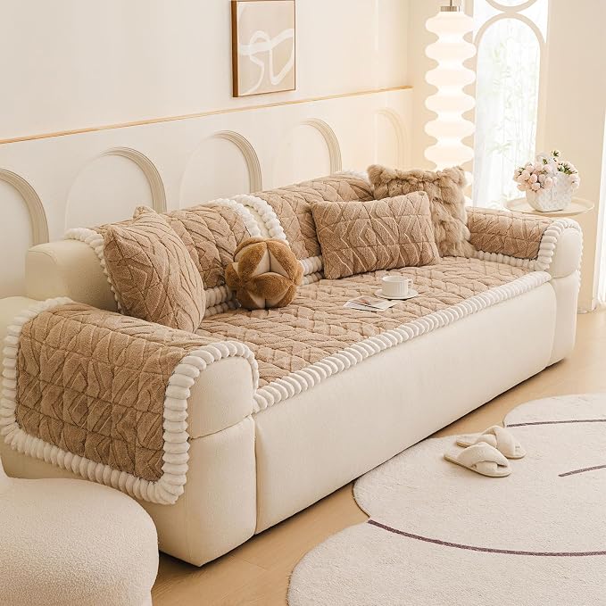 OTOB Pet Couch Covers for 3 Cushion Couch Sofa, Washable & Non Slip Fuzzy Plush - Image 9