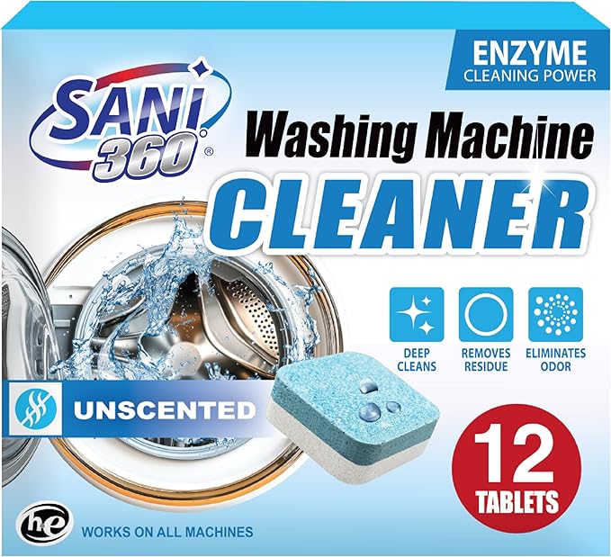 SANI 360° Washing Machine Cleaning tablets, 12 pack is Formulated by SANI360%C2%B0