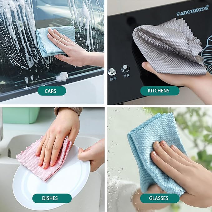 Streak Free Fish Scale Microfiber Cleaning Cloth Window, Windshield, Lint-Free - Image 4