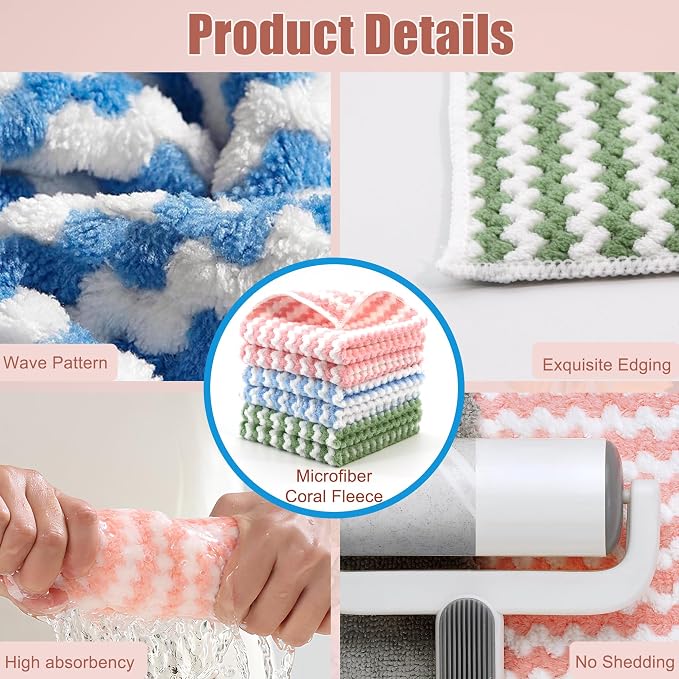 Microfiber Cleaning Cloth, 12 Pack 12"x12" Dish Towels - Image 4