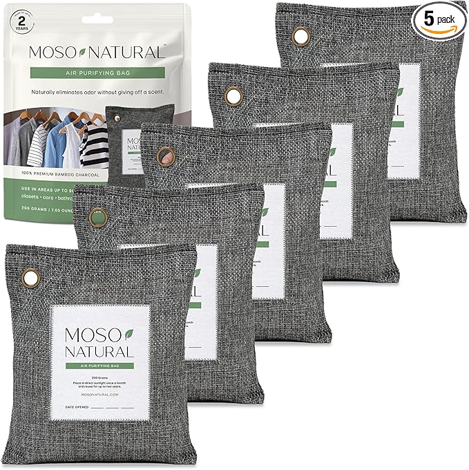 Moso Natural Air Purifying Bag 200g Bamboo Charcoal Odor Absorber by MosoNatural