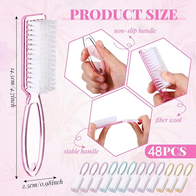 Patelai 100 Pcs Handle Grip Nail Brush Bulk Colorful Nail Scrubber Cleaner - Image 3