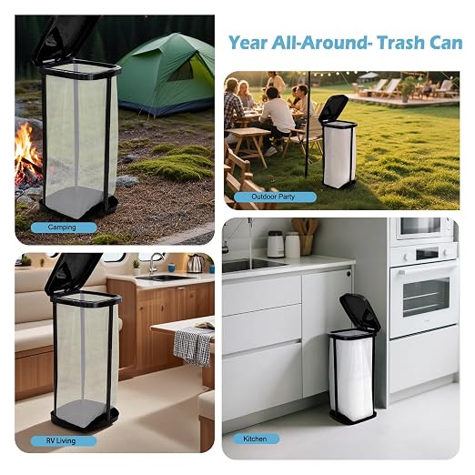 Collapsible Trash Bag Holder Portable Garbage Bin Holder Stand - Image 2