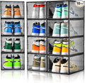 12 Pack Shoe Boxes Stackable, Upgraded Sturdy Shoe Storage Boxes by Amllas