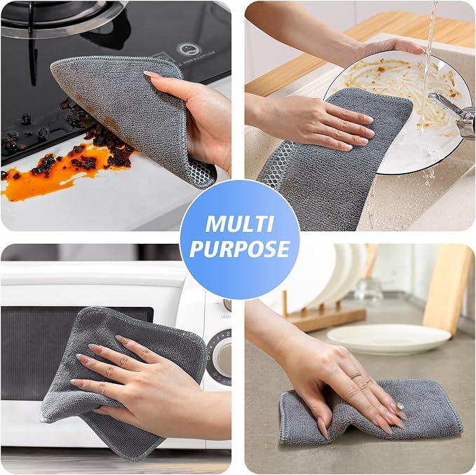 KinHwa Kitchen Washcloths for Dishes Absorbent Microfiber Dish Cloths Quick Dry - Image 5