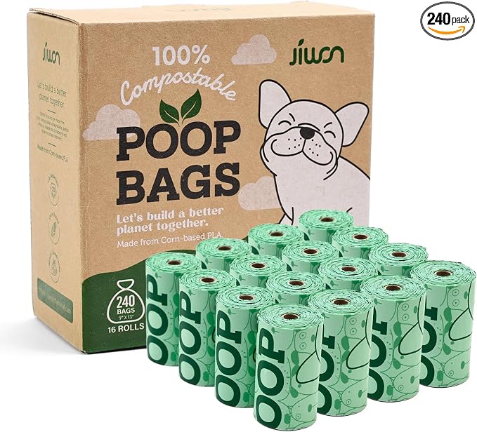 JIWON 100% Certified Home Compostable Dog Poop Bags, OK Compost & Seedling by JIWON