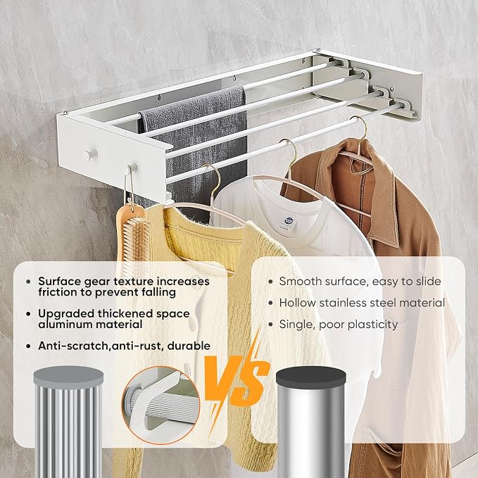 Clothes Drying Rack 20 inches Foldable Wall Mount Laundry Rack Folding Indoor - Image 4