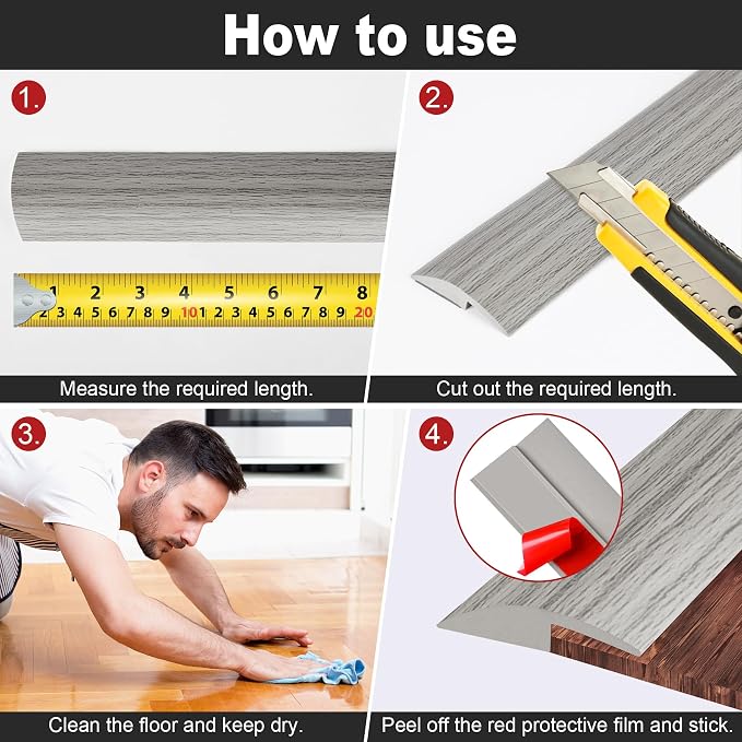 3.3Ft Carpet Floor Transition Strip, Self Adhesive Floor Edging Trim Strip - Image 6