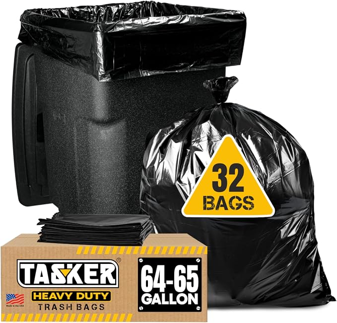 Tasker 65 Gallon Trash Bags for Toter, Extra Large 64 Gallon Heavy Duty by Tasker