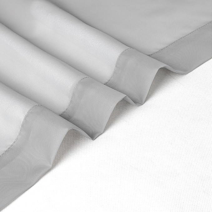 Chyhomenyc Light Grey Sheer Curtains 54 Inch Long 2 Panels, Light Filtering Rod - Image 6