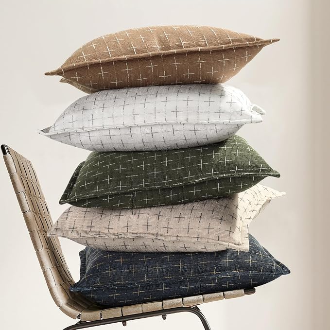 ZWJD Throw Pillow Covers 16x16 Set of 2 Soft Polyester Textured Pillow Covers - Image 6