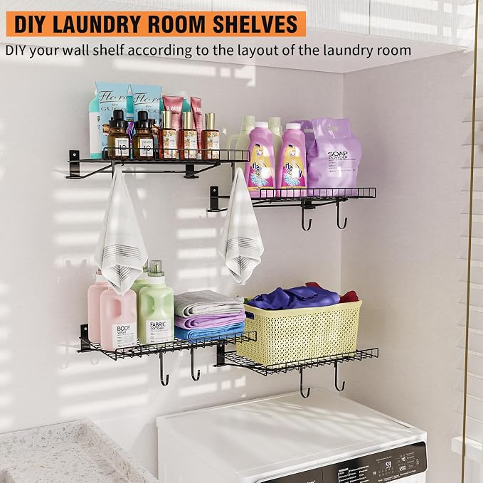 2 Pack Foldable Wall Shelf, Wall Mounted Garage Storage Shelves, Heavy Duty - Image 7