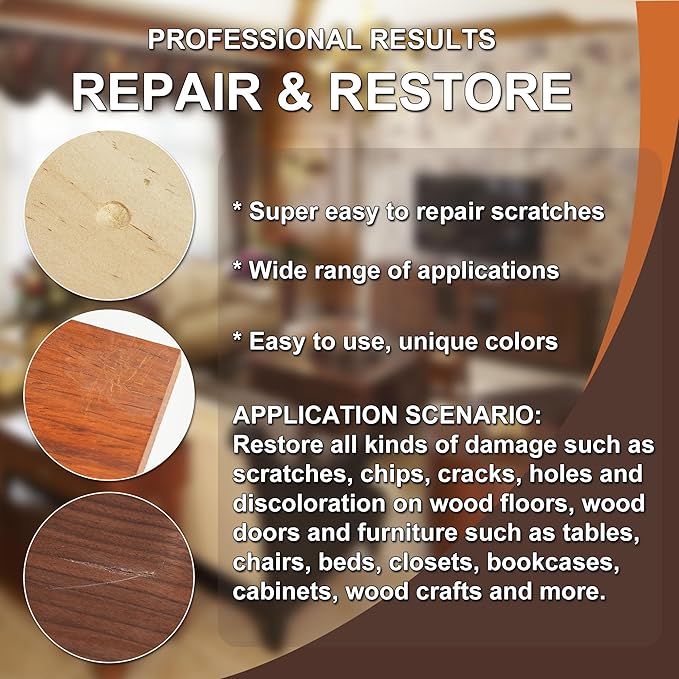 Wood Furniture Repair Kit, 12 Colors Wood Repair Kit, Wood Touch up Fillers - Image 2