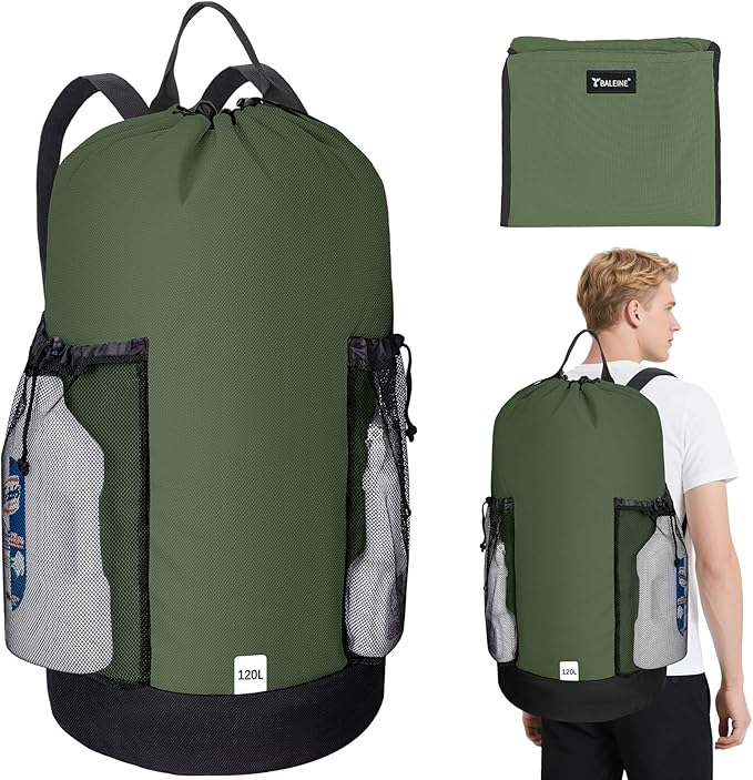 BALEINE 120L Laundry Bag Backpack, 900D Oxford Fabric Large Travel Laundry Bags by BALEINE