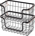 Amazon Basics Stackable Metal Wire Rectangular Storage Basket Set by AmazonBasics
