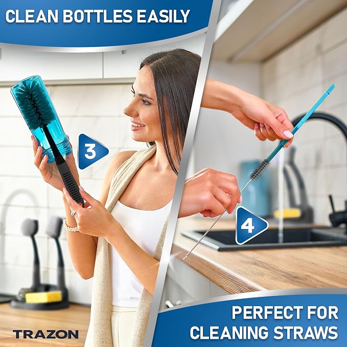 Dish Brush Set of 5 with Holder - Image 4
