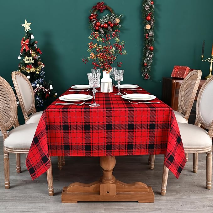 Gingham Xmas Tablecloth Fabric - Image 4