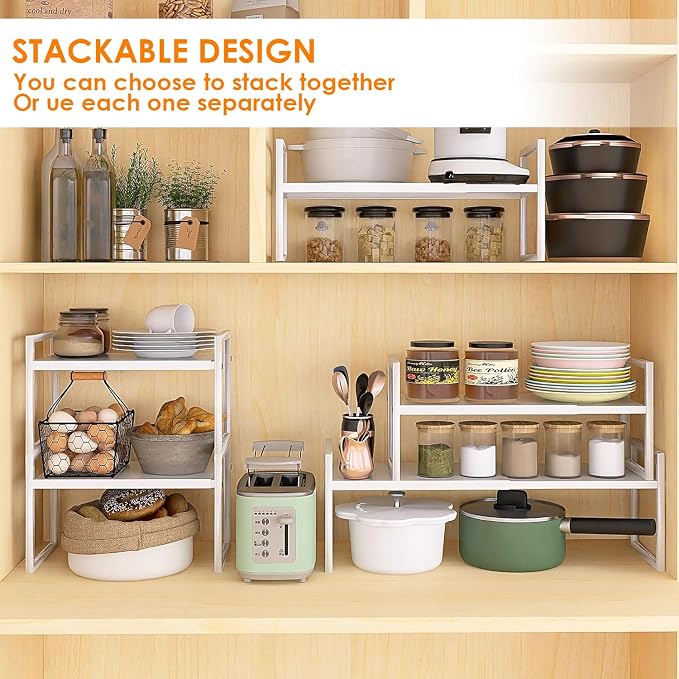 DOLALIKE Expandable Kitchen Countertop Organizer, Stackable Cabinet Shelf - Image 6