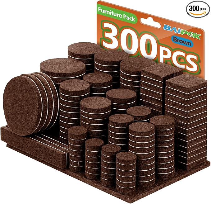 Furniture Pads Felt Pads 300 Pieces Huge Pack Furniture Felt Pads, Self by BAIPOK