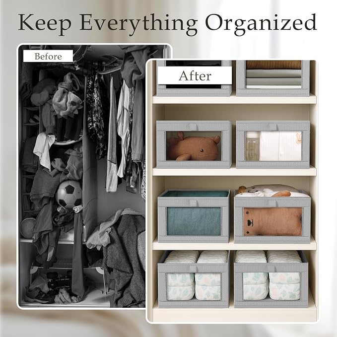 Criusia 8 Pack Linen Closet Organizers and Storage, Large Linen Closet Baskets - Image 2