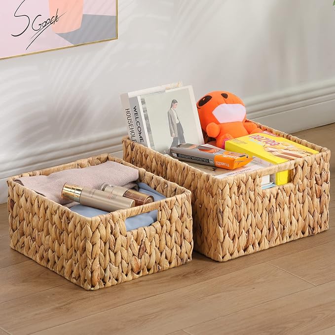 HOONEX Water Hyacinth Storage Baskets, Wicker Baskets - Image 6