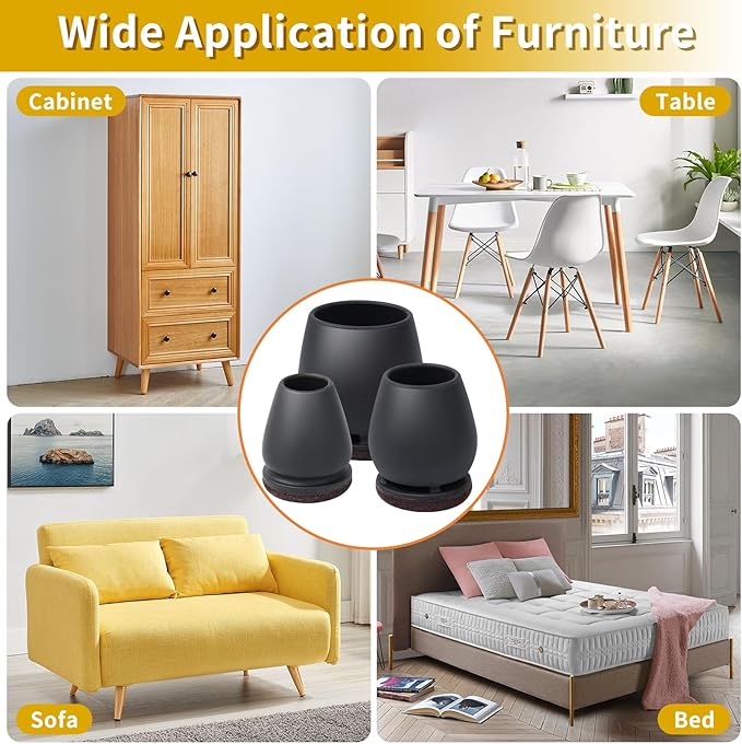 Ezprotekt 24 Pcs Black Chair Leg Floor Protectors - Image 6