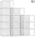 Kuject X-Large Shoe Storage Boxes Organizers Clear Plastic Stackable 12 Pack by Kuject